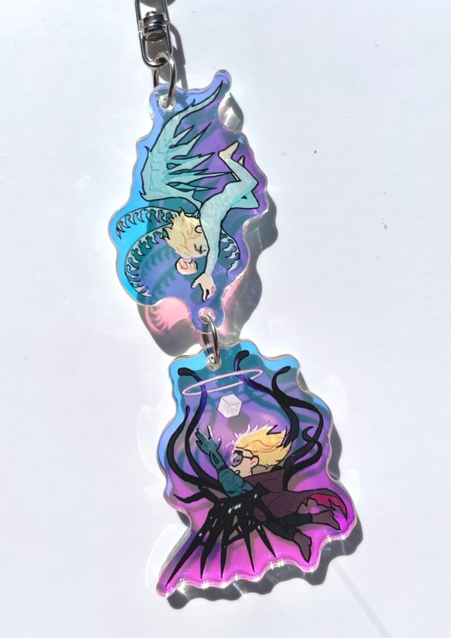 [ Trigun ] Vash + Knives Rainbow Holo Linking Charm