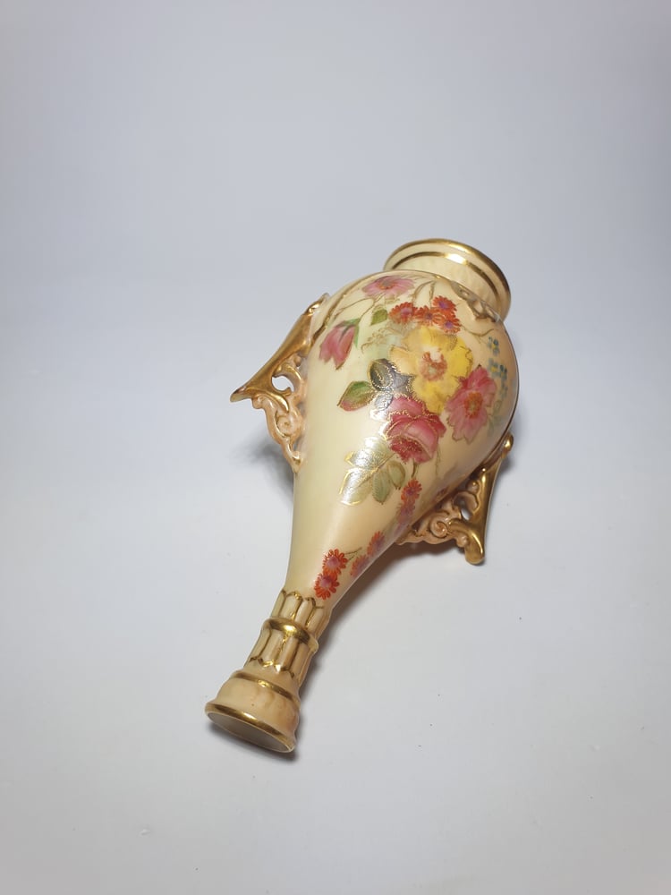 Image of Royal Worcester Miniature Pierced Handle Vase #1