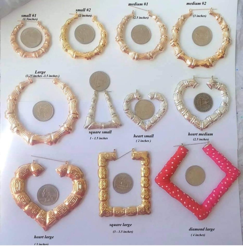 Image of Bamboo Earring Size Chart Reference only (No Charge)