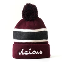 Image 1 of Vicious Beanie - Burgundy & Gray