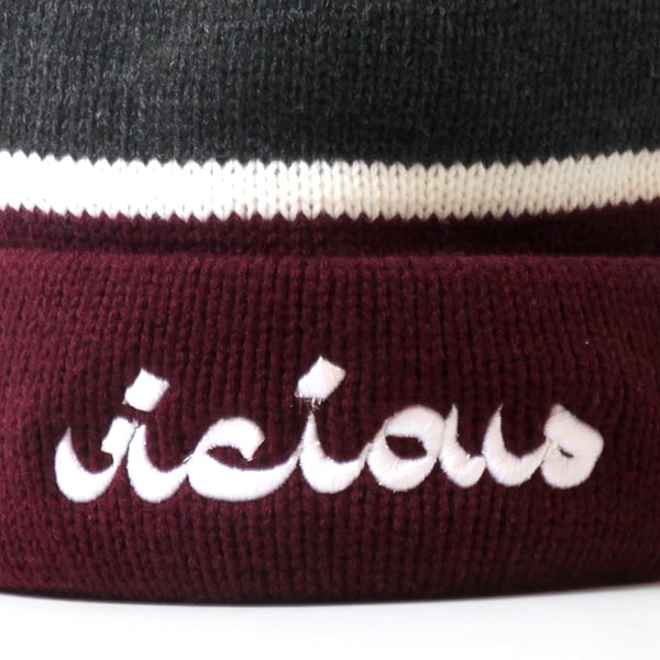 Vicious Beanie - Burgundy & Gray