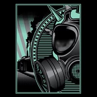 Image 2 of Gas Mask (Green Glow) - Black Tee