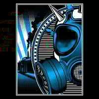 Image 2 of Gas Mask (Blue Colorway) - Black Tee