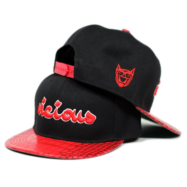 Vicious Snapback - Red Snakeskin 