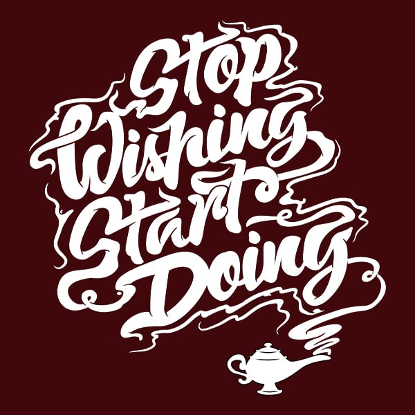 Stop Wishing Start Doing - Burgundy Tee