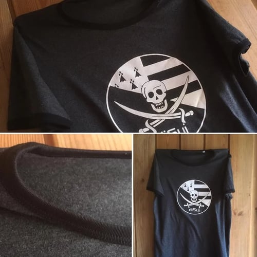 Image of T-shirt "Pirate Breton" homme bleu marine/gris OU gris chiné Bio & Équitable — Série Limitée