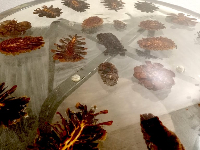 Real Pinecone Custom Resin  End Table Image 2