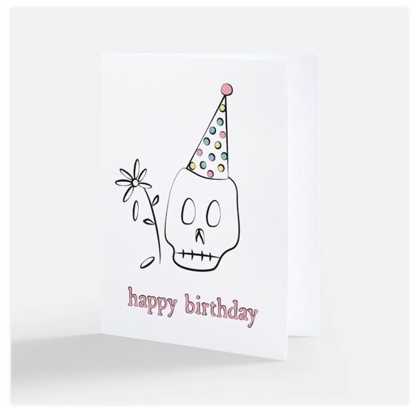 Image of Happy Birthday Party Skull - Illustrated Greeting Card 