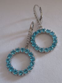 Image 1 of Kate Middleton Princess of Wales Inspired Replikate Sky Blue Crystal Hoop Earring & Necklace Set