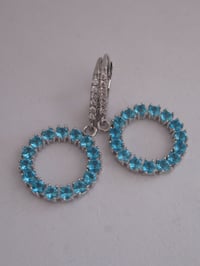 Image 2 of Kate Middleton Princess of Wales Inspired Replikate Sky Blue Crystal Hoop Earring & Necklace Set