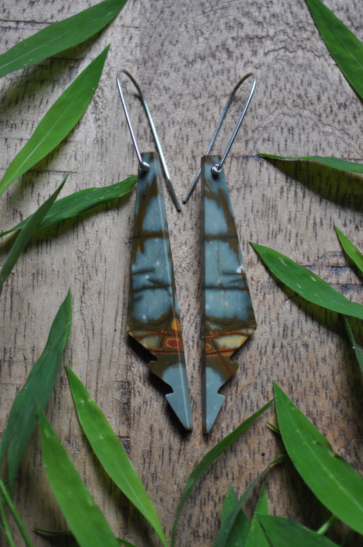 Image of OOAK Jagged Edge Picasso Jasper Dangles (#2PJ)