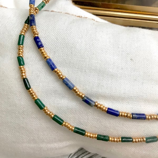 Image of Collier ANITA Malachite ou lapis