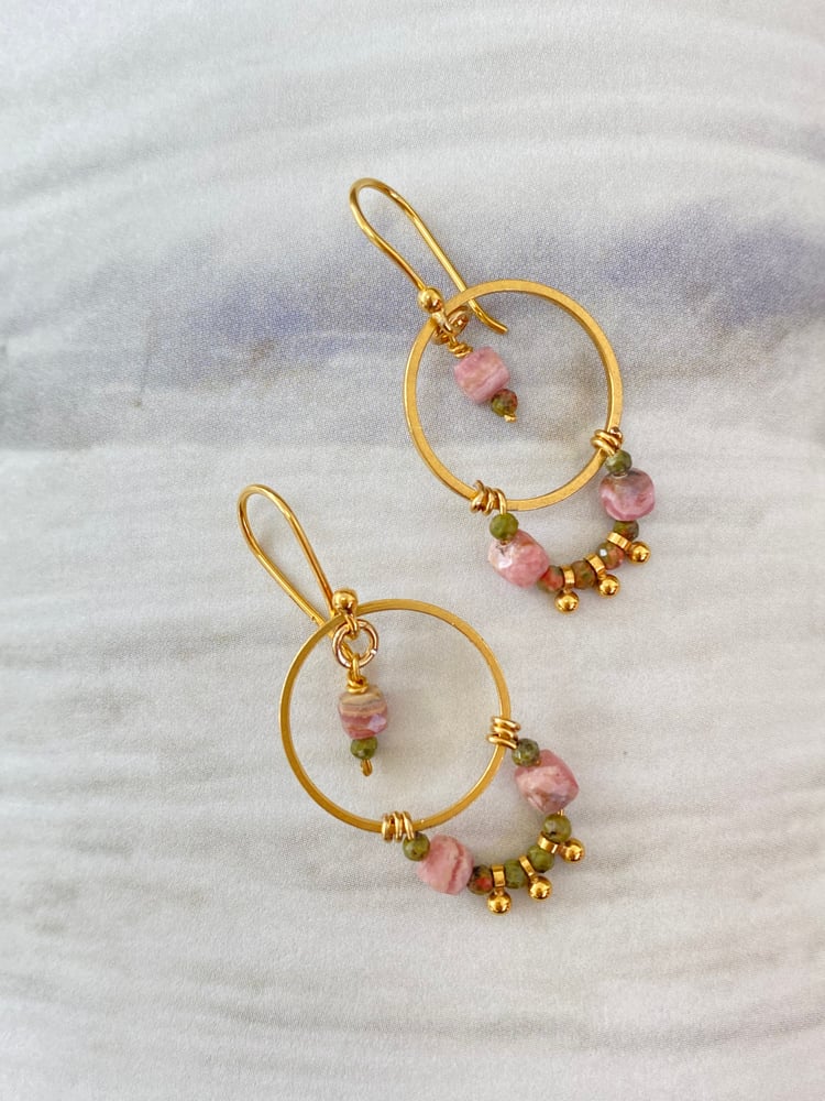 Image of Aurore rhodochrosite - boucles d'oreilles