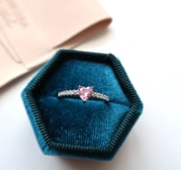 Image 3 of mini pink heart silver ring 迷你粉心银戒