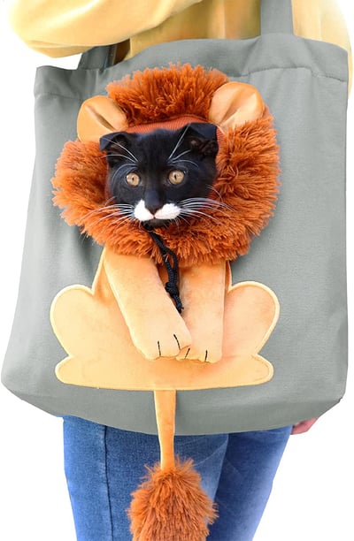 Image of Dark Gray Soft Pet Carriers Lion Design