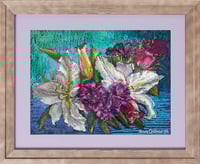 Image 2 of Bouquet with White Lily Flowers | Oil Pastel Painting | 40x30cm