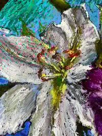 Image 3 of Bouquet with White Lily Flowers | Oil Pastel Painting | 40x30cm