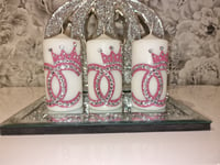 Image 1 of PINK GLITTER CROWN SET