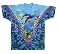 Image 1 of CARIBBEAN TREASURE AQUATIC SEA LIFE TIE DYE SHORT SLEEVE
