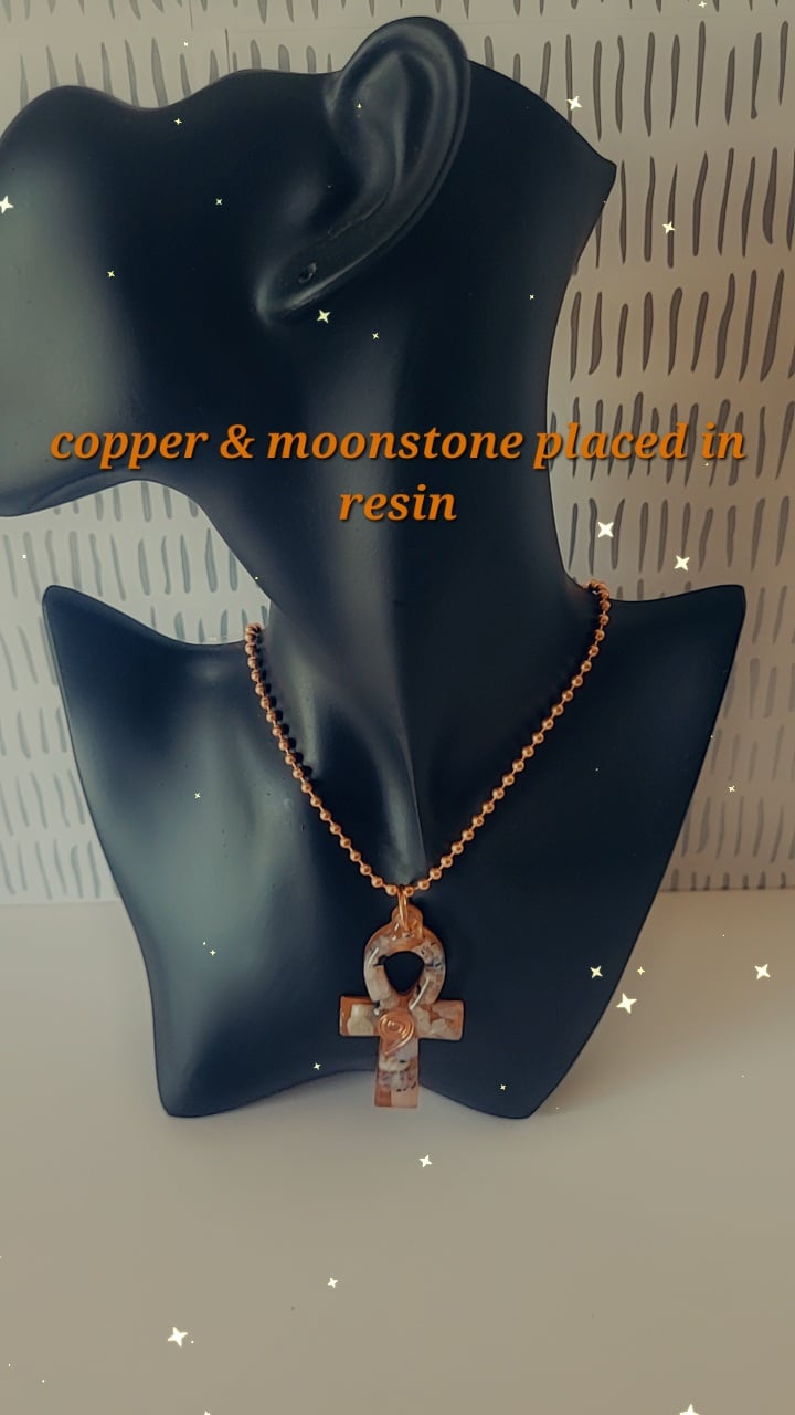 Image of Copper and Moonstone Ankh
