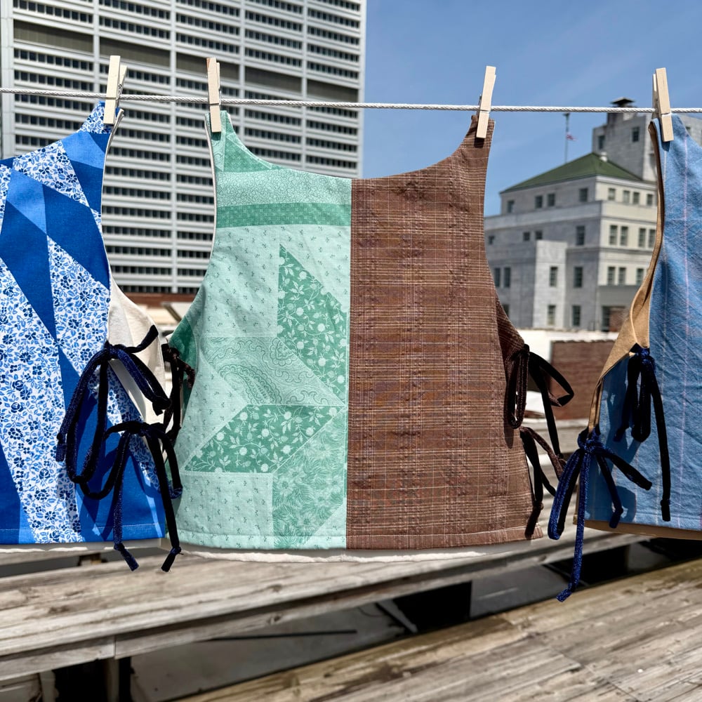 Image of Green Quilt Star & Brown Plaid Top