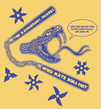 Image 4 of NEW!! Dangerous Snakes Who Hate Bullshit "Nunchucks and Throwing Stars" T-shirt