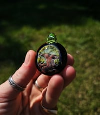 Image 1 of Bonsai tree pendant backed in galaxy with an opal lime bale. This is the most 3 dimensional one yet