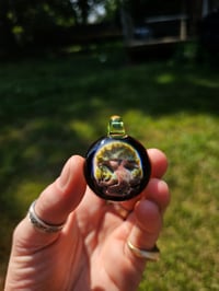 Image 2 of Bonsai tree pendant backed in galaxy with an opal lime bale. This is the most 3 dimensional one yet