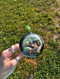 Image 3 of Bonsai tree pendant backed heavy blue stardust with green energy bale.