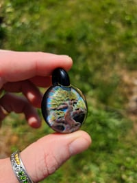 Image 1 of Bonsai tree pendant backed in galaxy with galaxy bale.