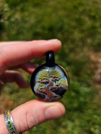 Image 2 of Bonsai tree pendant backed in galaxy with galaxy bale.