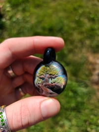 Image 3 of Bonsai tree pendant backed in galaxy with galaxy bale.