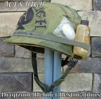 Image 5 of Early War M-1 Vietnam Helmet & 1965 liner Mitchell Camo Cover "ACES HIGH" 