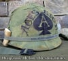 Early War M-1 Vietnam Helmet & 1965 liner Mitchell Camo Cover "ACES HIGH" 
