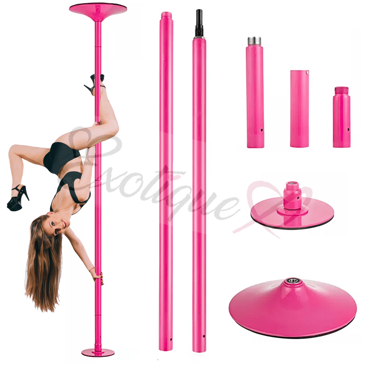 Barra de Pole Dance Pink Silicone Giratória, Removível e Desmontável, barra  pole dance
