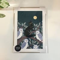 Image 2 of Owl Cat Art Print