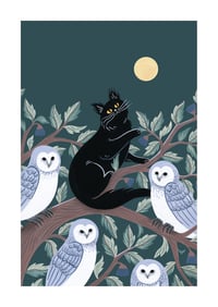 Image 1 of Owl Cat Art Print