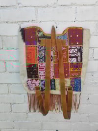 Image 2 of Amaze Balls back pack Bag-white fur and peach gold fringes