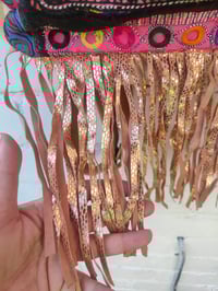 Image 3 of Amaze Balls back pack Bag-white fur and peach gold fringes