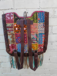 Image 2 of Amaze Balls back pack chocolate brown and turquoise fringes 