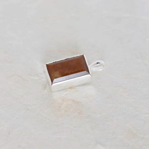 Image of Brown Onyx radiant cut silver necklace