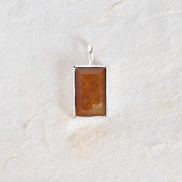 Image of Brown Onyx radiant cut silver necklace