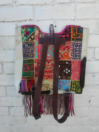 Image 2 of Amaze Balls Back Pack -white and brown fur with hot pink fringes