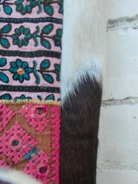 Image 4 of Amaze Balls Back Pack -white and brown fur with hot pink fringes