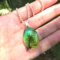 Image 2 of Tropical Palm Abstract Painted Resin Mini Pendant - Yellow/Green