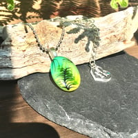 Image 3 of Tropical Palm Abstract Painted Resin Mini Pendant - Yellow/Green