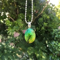 Image 4 of Tropical Palm Abstract Painted Resin Mini Pendant - Yellow/Green