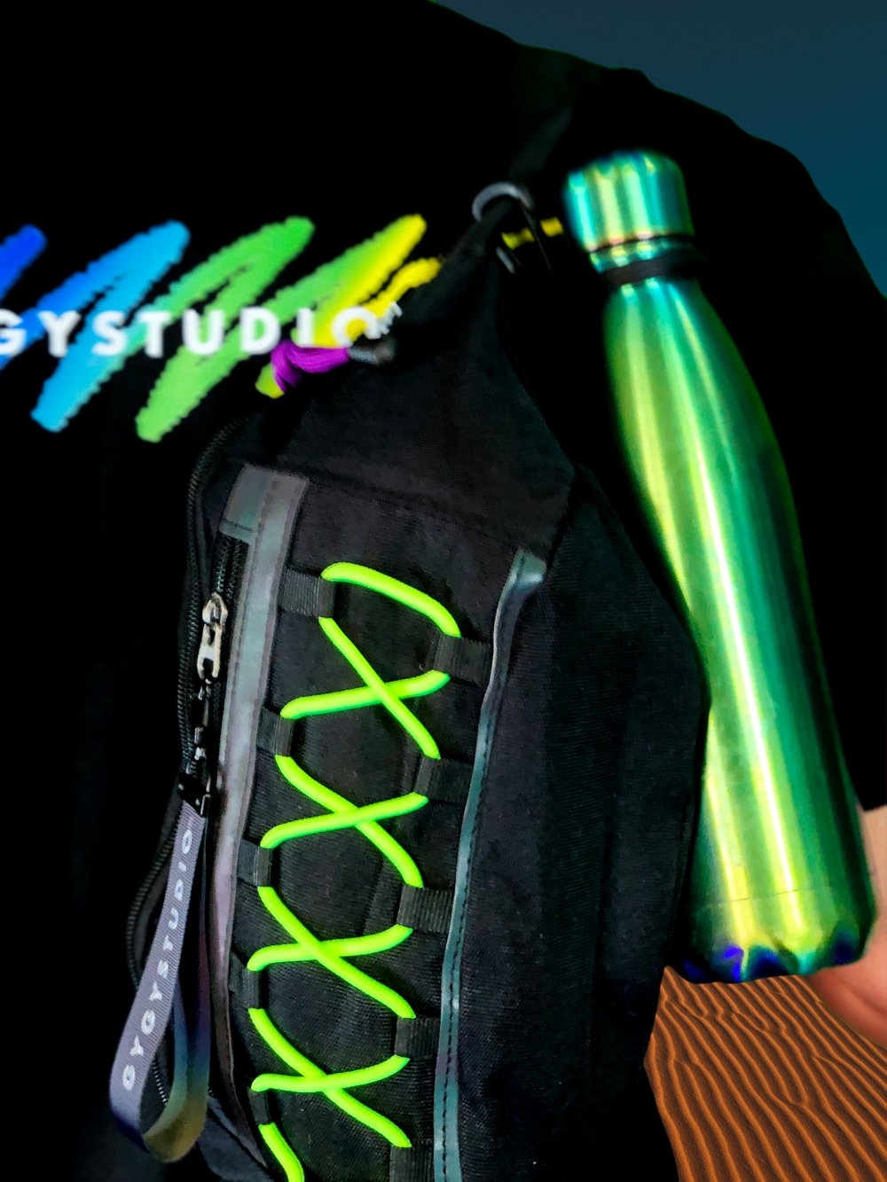 MULTICORD NEON LIME / PURPLE WAIST BAG