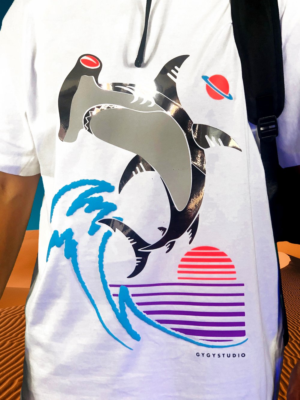 HAMMER HEAD METAL SHARK PREMIUM WHITE TSHIRT