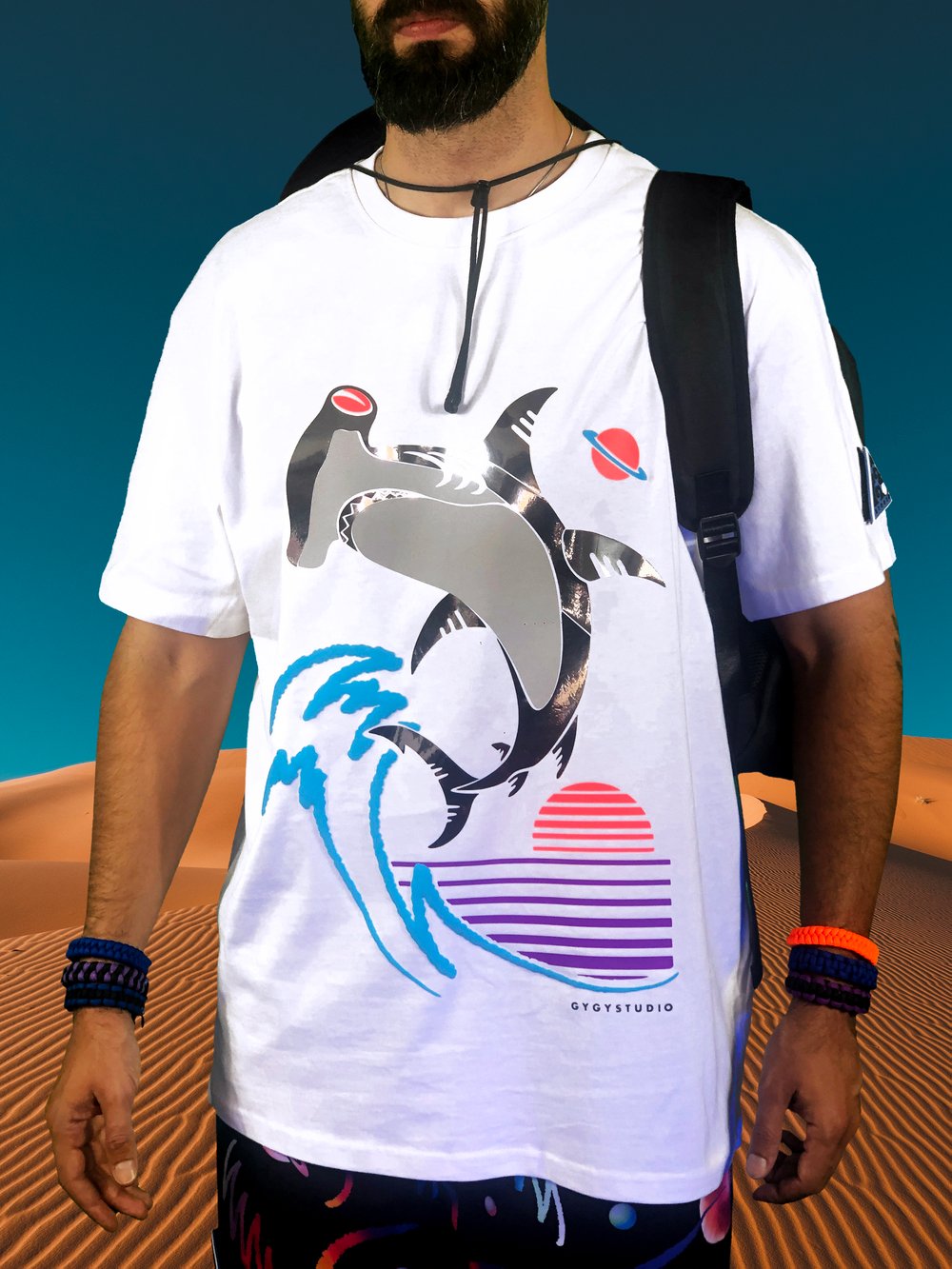 HAMMER HEAD METAL SHARK PREMIUM WHITE TSHIRT